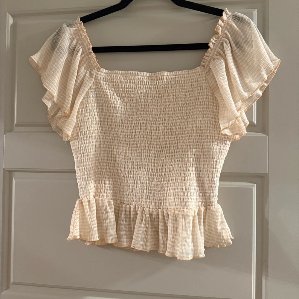 Cream Ruffled Women's Top